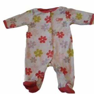 Carters Baby Girls Size 3 Months One Piece Pajamas White with Floral Button up
